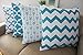 Howarmer Cotton Decorative Throw Pillows Covers,Aqua Blue, 4 Pack, Accent Pattern,18 x18-Inch