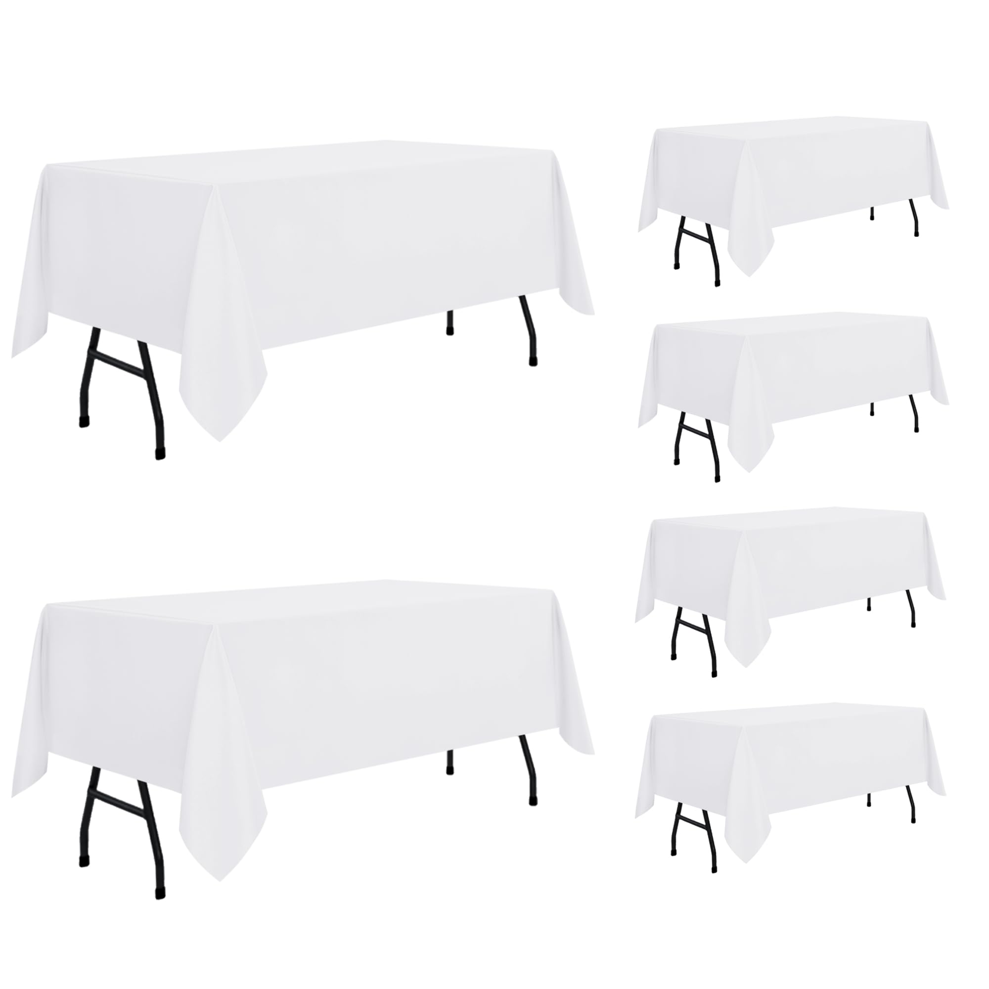 Photo 1 of sancua 6 Pack White Tablecloth 60 x 84 Inch, Rectangle Table Cloth for 4ft Tables - Stain and Wrinkle Resistant Washable Polyester Table Cover for Dining Wedding Banquet Party Buffet Restaurant