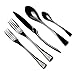JANKNG 20-Piece 18/10 Stainless Steel Flatware Set Mirror Polishing Black, Serive for 4