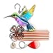 PROMISE YO Hummingbird Wind Chimes, Outdoor Stained Glass Windchimes Indoor Colorful Hummingbird Suncatcher Wind Chimes for Window, Home, Garden, Yard, Patio, Lawn Decoration (Hummingbird Pink Tube)