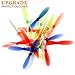 AFUNTA Propeller Blades for Hubsan X4 H107 H107D H107C H107L Quadcopter, 4 Sets (16pcs) Transparent Props Rotor for Helicopter - Red & Green & Blue & Orange