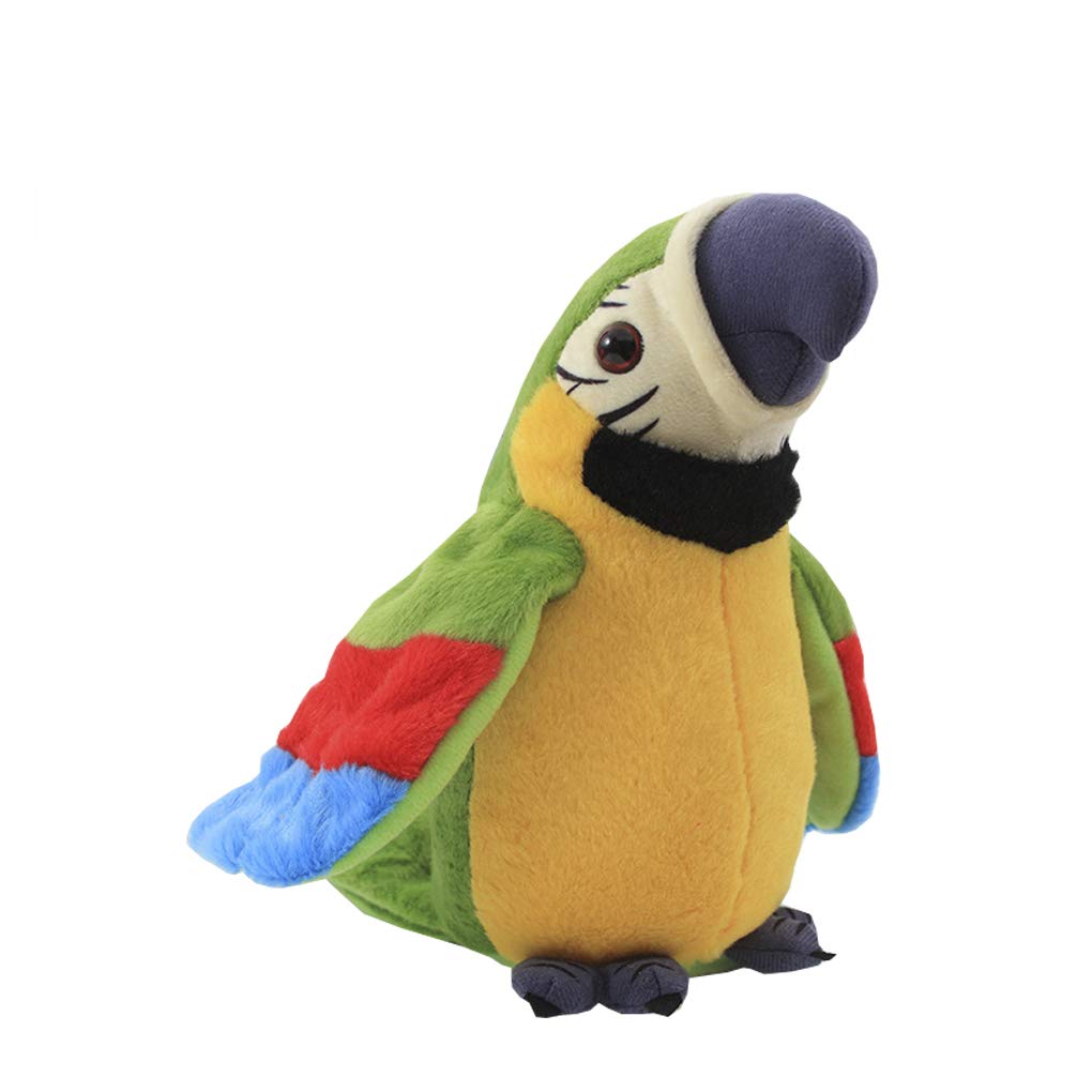 Moonlove Cute talking parrot toy record Interactive Plush toy repeat speaking parrot waving wings Funny plush bird for kids children Christmas Birthday Gift, Green