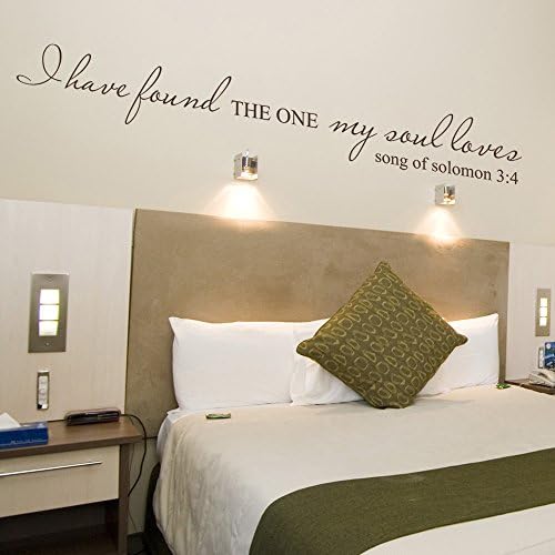 I Have Found The One My Soul Loves (Song Of Solomon 3:4) - Wall Quote Christ Bible Decal Art Sticker Home Decor (Brown, Medium)