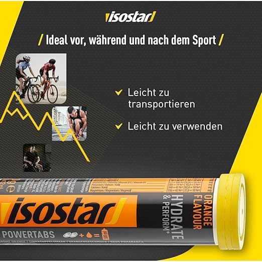 ISOSTAR – Hydrate & Perform Powertabs Orange – Brausetabletten für isotonische Getränke mit Kohlenhydraten & Elektrolyten – 6 x 10 Tabletten (120 g) 3