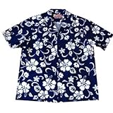 RJC Top Quality Hibiscus Hawaiian Aloha Shirt, M, Blue