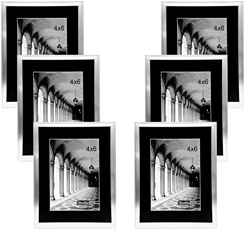 Studio 500 4 by 6-inch from our Modern Collection, Clean Cut Silver Picture Frames (EPF1315), 6-Pack