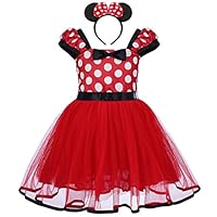 FYMNSI Baby Girls Polka Dots Minnie Birthday Princess Tutu Dress Halloween Carnival Outfits+ Bowknot Headband Red 18 Months