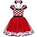IBTOM CASTLE Toddlers Girls' Polka Dots Christmas Birthday Princess Leotard Costume Tutu Dress Up Bows Ears Headband Red+ 3D Ears 4-5 Years