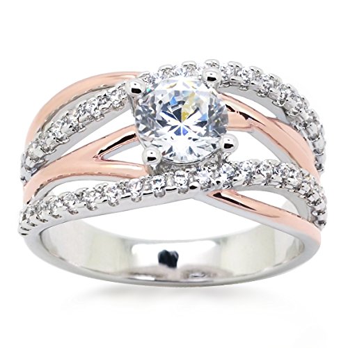 Sparkly bride cz statement ring criss cross crossover r…