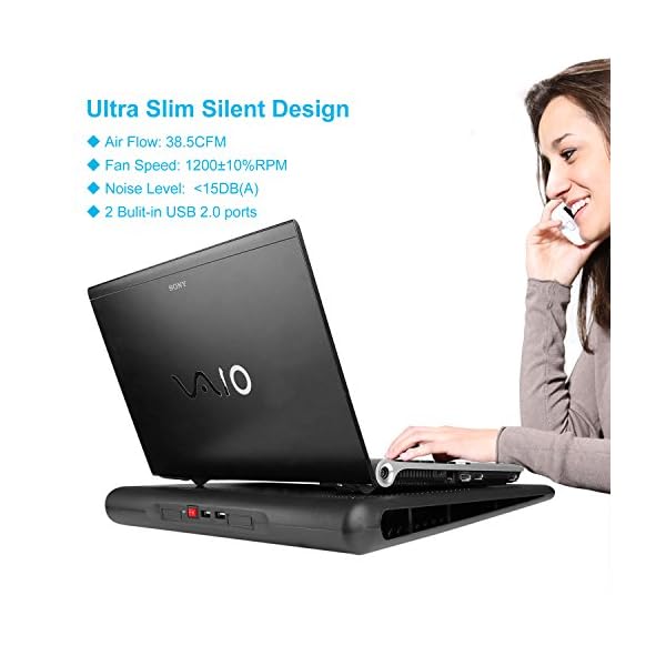 TECKNET Laptop Cooling Pad, Laptop Notebook Cooler Cooling Pad Stand with 2 Ultra Quiet Fans, Ergonomic Comfort Notebook…