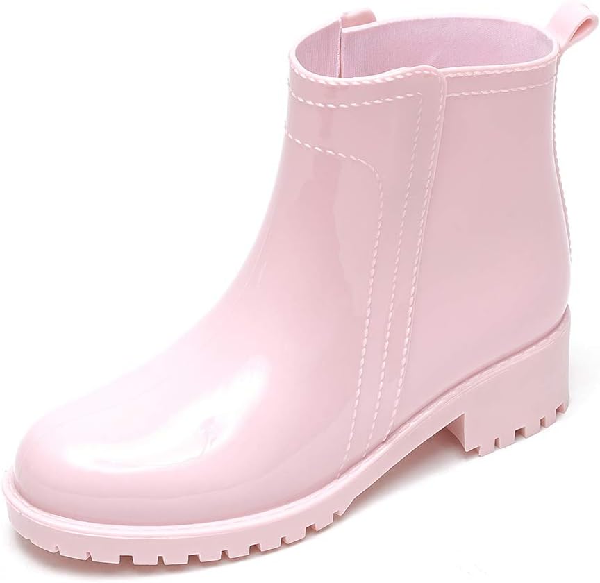 DKSUKO Women's Short Rain Boots Waterproof Ankle Chelsea Booties
