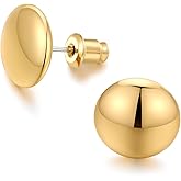 FAMARINE Dot Earrings Gold Silver Stud Earrings for Women Flat Round Earring Minimalist Earring