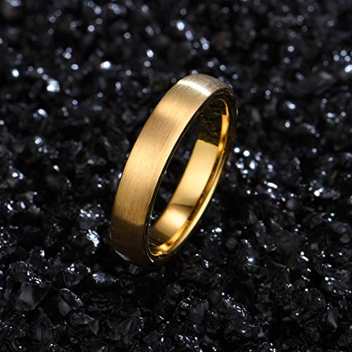 Zoesky Tungsten Rings for Men Women 2mm 4mm 6mm 8mm Golden Domed Brushed Finish Engagement Wedding Band (Golden4mm, 4)