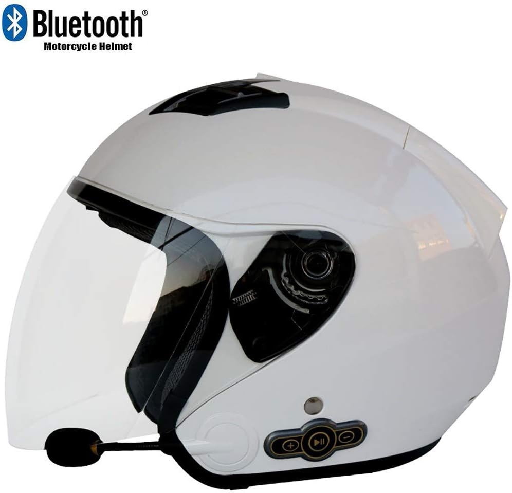 Mttkttbd Casque Moto Jet Bluetooth Professionnel Casques Moto Avec Anti Buee Double Visiere Pour Adultes Casques Motocross Avec Microphone Integre Pour Reponse Automatique Auto Et Moto Motos Accessoires Et Pieces