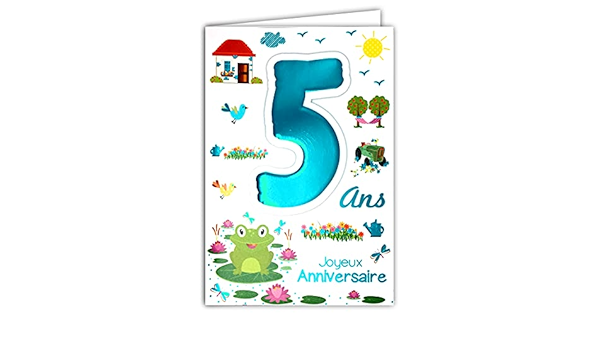 Age Mv 69 05 Karta Joyeux Anniversaire 5 Lat Dzieci Chlopcy Dziewczynki Zaba Lilia Morska Gospodarstwo Rolne Kampania Amazon Pl Artykuly Papiernicze I Biurowe