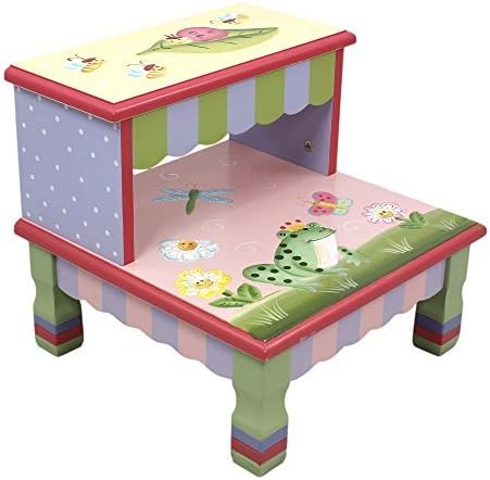 Fantasy Fields - Magic Garden Thematic Kids Wooden Step Stool with Storage | Imagination Inspiring Hand Crafted & Hand Painted Details | Non-Toxic, Lead Free Water-based Paint by Teamson Design Corp