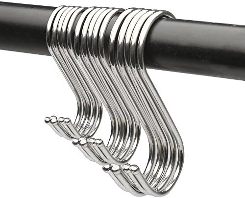 15-Pack Heavy Duty Stainless Steel S Hooks,S Shaped Hook,Hanging Hooks Hangers for Bedroom, Bathroom,Office and Kitchen(Small+Medium+Large)