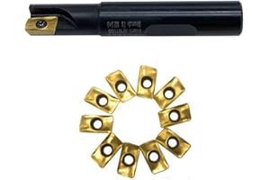 GBJ 1/2 * 1/2 * 3”-1T +10pcs APMT1135PDER 90 ° Indexable End Mill Holder APMT1135 Carbide Inserts Machining Steel ,Iron Square Shoulder Face milling Slotting Milling Arbor (1/2 * 1/2 * 3”-1T +10pcs APMT1135PDER)