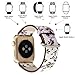 YOSWAN Bracelet for Apple Watch, National Black White Floral Printed Leather Watch Band 38mm 42mm Strap for Apple Watch Flower Design Wrist Watch Bracelet (White+ Purple flower, 38mm)