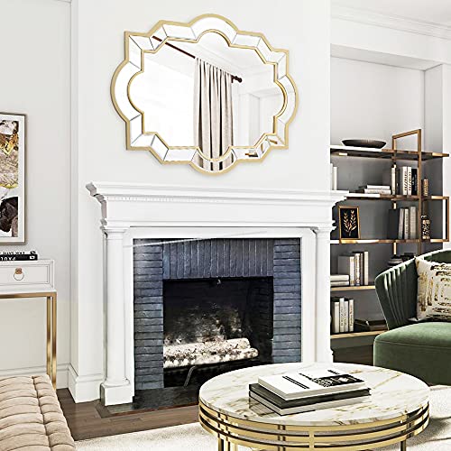 Chende 36 X 28 Inches Gold Mirror Wall Decor, Large Decorative Wall