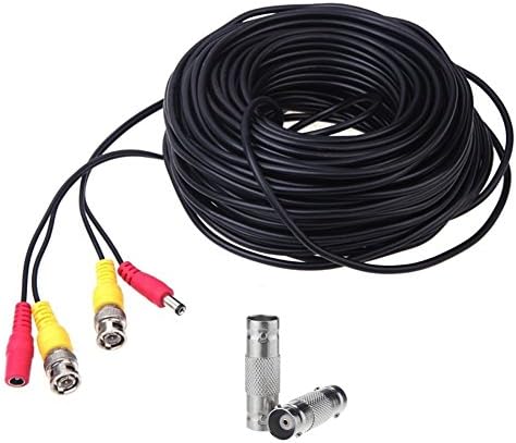 15M(49Ft)BNC DC Extension Cable,Pre-made All-in-One Video Power Full-Copper Wire Cord Prefect for CCTV Surveillance DVR Camera Monitoring System,2PCS BNC Female Connector,Length More Choices-Black