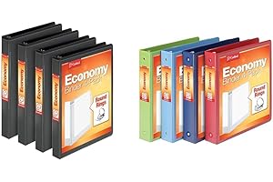 Cardinal Economy Binders Bulk Pack, 1 Inch 4 Pack Holds 225 Sheets and 1.5 Inch 4 Pack Holds 350 Sheets, Black and Assorted Colors