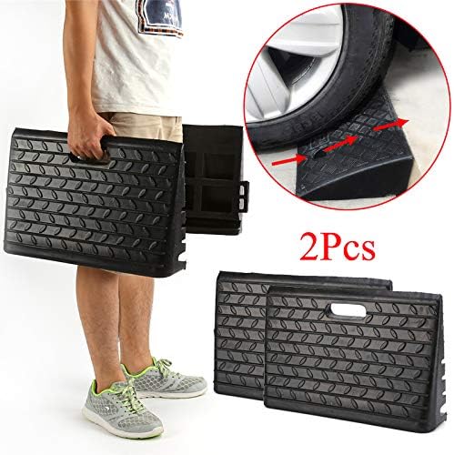 2-Pack Heavy Duty Rubber Kerb Ramps for Car Caravan Trailer Wheelchair Disabled Acces, 485 X 300 X 95 mm