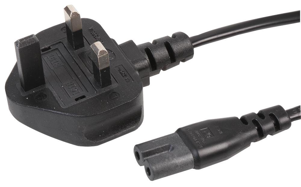 PRO ELEC PEL00811 UK Mains Plug to C7 Lead, Black, 2m