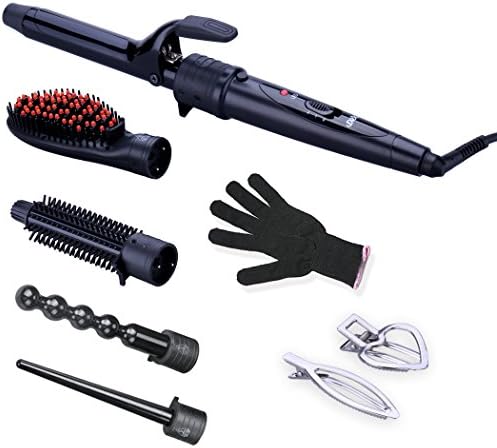 5 in 1 Professional Curling Iron and Wand Set Hair Curler with 5 Interchangeable Tourmaline Ceramic Barrels and Heat Resistant Glove
