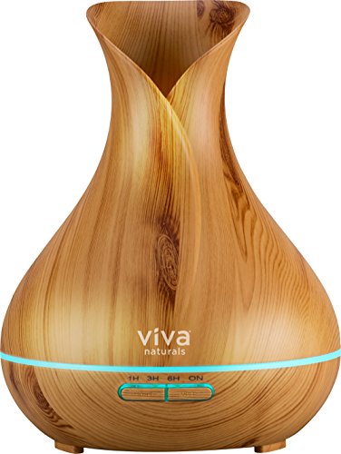 Viva Naturals Ultrasonic Aromatherapy Essential Oil Diffuser 400ml - Vibrant Changeable LED Lights, Soothing Mist & Automatic Shut Off (Pine Tranquil Model)