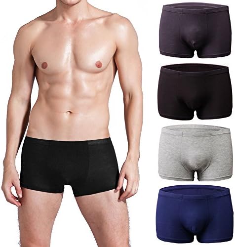 BOSSXIN Men Briefs Comfort Low Rise Trunks Underwear 4 Pack(M)