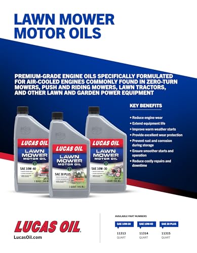 Lucas Oil 11314 SAE 10W-40 Lawn Mower Motor Oil - 1 Quart photo 5