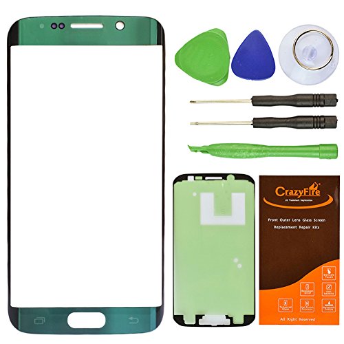 CrazyFire Green Emerald Top Front Outer Lens Glass Screen Replacement For Samsung Galaxy S6 Edge SM-G925 G925A G925P G925T G925V G925R4 G925F With Tools Kit And Adhesive