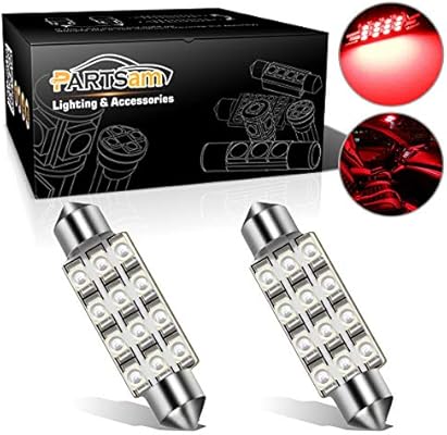 Partsam Red Car Led Lamps 42mm Festoon 12smd Interior Dome Map