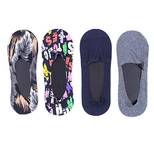 OKANEISAN-Casual-Low-Cut-Thin-Loafers-Non-Slip-Boat-Liners-socks-4-Pairs-Packs