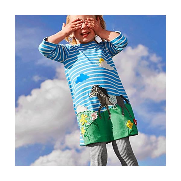 Kollmert Kids Autumn Clothes Toddler Baby Girl Horse Embroidery Princess Party Dress - Image 3