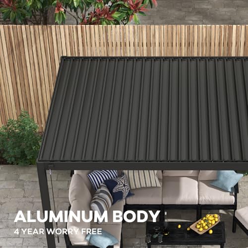 Mirador 111S Round Louvered Pergola Gazebo, 10Ft x 20Ft, Full Aluminum Frame, Adjustable Roof, Outdoor, Durable, Charcoal image 27