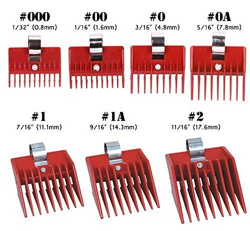 7pcs Speed O Guide Universal Clipper Comb Attachments 7 Diff Size Set (No. 000, No. 00 No. 0, No. 0a, No. 1, No. 1a, No. 2) by Speed O Guidw
