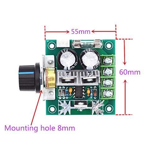 2 packs 12V-40V 8A PWM DC motor controller Variable speed governor Speed control knob with reverse polarity protection 12v variable speed switch pulse width modulator - Thumbnail 2