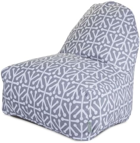 Durable Ivy Bronx Nerys Geometric 30" H x 26" W Indoor Outdoor Bean Bag Lounger, Zippered Slipcover, Gray