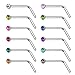 JEWELRIESHOP L-Shaped Nose Ring L Nose Stud 22G Stainless Steel Crystal Body Piercing Jewelry Set