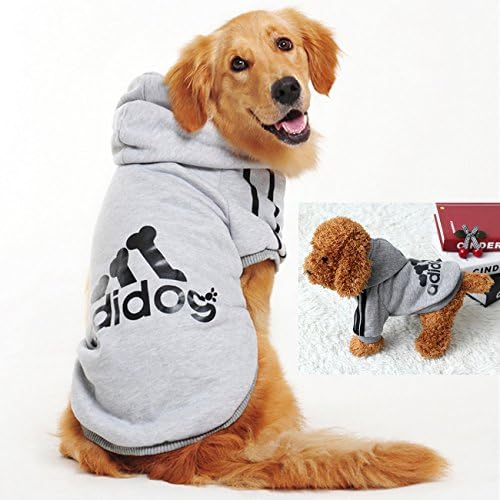 FourlegMate Super Soft Cotton Pet Hoodie with adidog Printing (Grey,4XL)