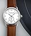 Stuhrling Original Classic Cuvette Wrist Watch for Men - Swiss Quartz Analog White Dial with Seconds Sub-dial Brown Leather Strap Mens Designer Watch 207.01