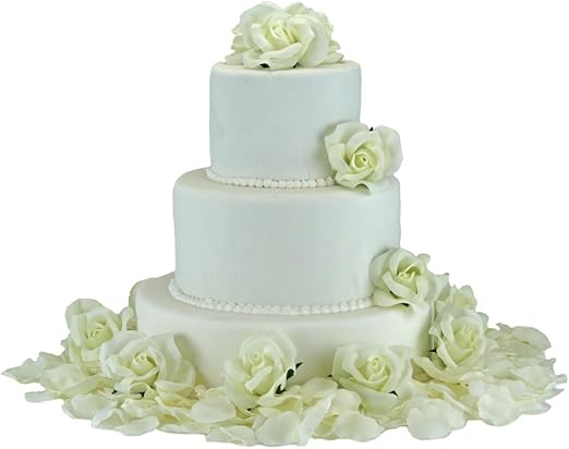 Amazon Com Ivory Silk Rose Cake Flowers Reception Decoration