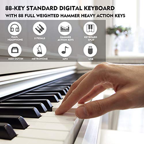 MUSTAR 88Key Weighted Digital Piano, Beginner Keyboard, Triple Pedals