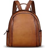 IVTG Genuine Leather Backpack for Women Knapsack Vintage Fashion Bookbag Handmade Casual Satchel Daypacks Purse (Brown)