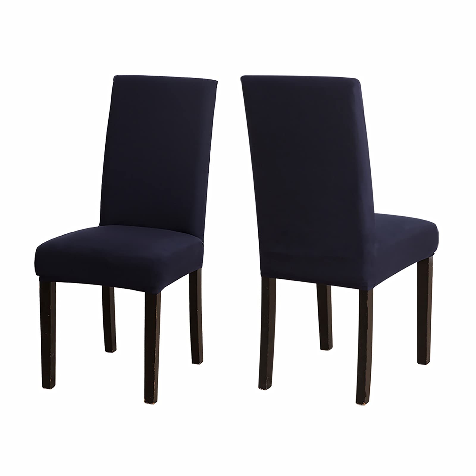 Sufdari Chair Covers 2 Navy,Stretch Dining Chair Covers, Spandex seat Covers for Dining Chairs,Elastic Washable Chair Protectors for Dining Room,Hotel,Restaurant,Banquet (2,Navy)