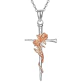 Qyvit Cross Hummingbird/Dragonfly/Cardinal Necklace 925 Sterling Silver Cross Necklace Jewelry Gifts for Women