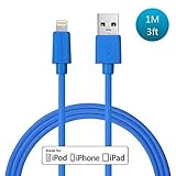 [Apple Mfi Certified] LINKPIN PVC 3ft/1M Lightning 8pin to USB SYNC Cable Charger Cord with 2 Years Warranty(Blue)