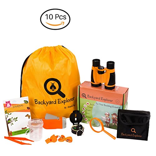 Outdoor Exploration Kit for Kids Adventure - Children's Toy Explorer - Binoculars, Backpack, Magnifying Glass, Journal,Whistle, Compass, Tweezer – Educational Gift for Camping, Hiking & Pretend Play